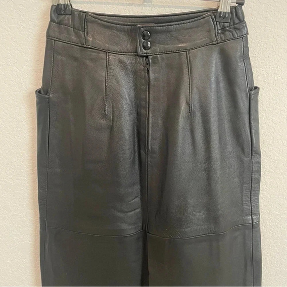 Vintage Enrique Hidalgo Pedrola Leather Maxi Skirt Black   Small - Picture 8 of 15